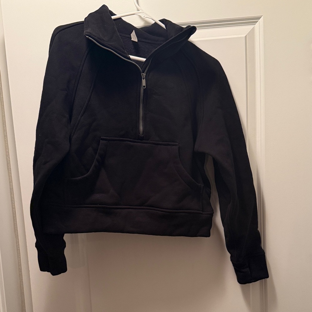 Black crop Half-Zip Pullover Hoodie